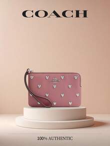 Coach Corner Zip Wristlet In Signature Canvas With Stripe,CAOCH Women Wallet And Purse,Bags For Women,A Gift For Her For 2026 - 西瓜粉 - 查看 1