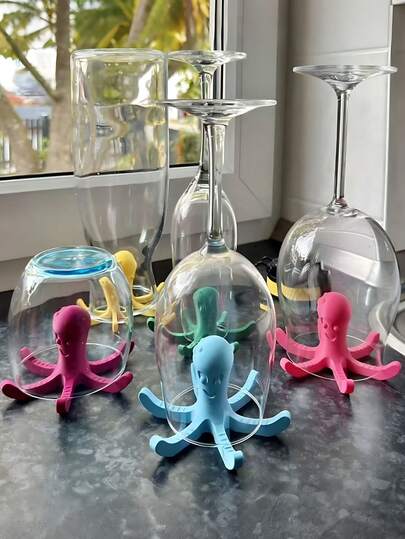 Cute Freestanding Octopus-Shaped Bottle Drying Rack With Fast Ventilation System, Improves Drying Efficiency, Saves Countertop Space, Suitable For Various Bottles, Mugs And Glasses, For Kitchen, Office And Travel, Portable
