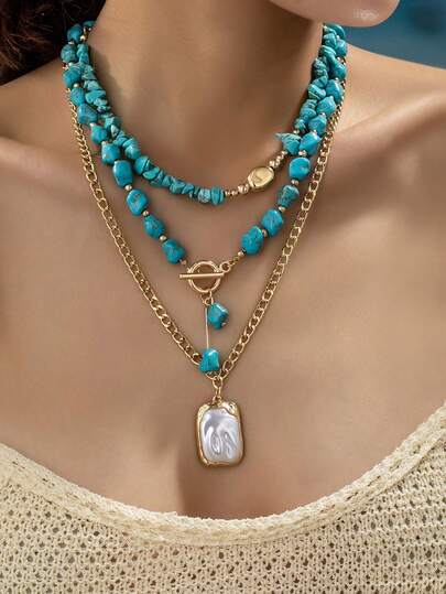 1件波西米亚风复古优雅多层项链，适合派对、宴会和日常佩戴