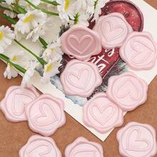 30张珍珠粉色心形自粘蜡封贴纸，适用于礼品、婚礼请柬信封、情人节/结婚礼物 - 珠光粉愛心 30PCS - 查看 5