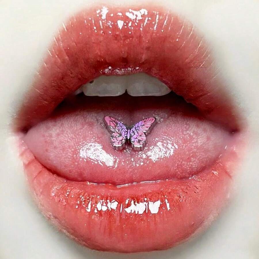 Titanium Steel Butterfly Tongue Piercing, Unique Butterfly Design Tongue Stud, Suitable For Drinking - Ice Butterfly Tongue Stud - View 1