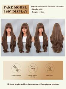 NICKY WALL 30 Inch Extra Long Wig With Bangs, Mocha Brown, Fashionable Long Curly Hair, Women's Synthetic Fiber Wig, Elegant Casual, Heat Resistant, Suitable For Parties And Daily Wear, Suitable For Girls And Fashionable Women - Mocha Brown - View 6
