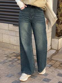 DAZY Women's Loose Flared Jeans - Medium Wash - View 5