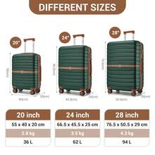 Suitcase 20 24 28 Inch Cabin Carry On Check In ABS PC Hard Shell Spinner Wheels Lock Small Medium Large Travel Luggage Set For Holiday Family - 綠色 - 查看 4