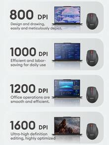 Lenovo 联想M30无线鼠标，静音鼠标，1600 DPI四档可调，符合人体工学设计，2.4G无线稳定连接，磨砂质感，轻巧便携，适用于办公、电脑、笔记本电脑 - 黑色 - 查看 9