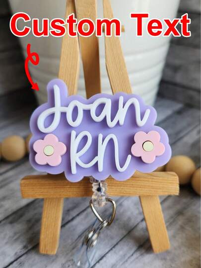 Customized Student/Nurse ID Card Holder: Acrylic Floral ID Card Case, Customized ID Card Holder, Personalized Nurse ID Card Holder, Custom Name Tag, Retractable ID Card, Nurse Gift, Cute ID Card Holder