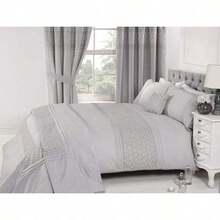 Embroidered Duvet Cover Bedding Set With Pillowcases – All Sizes - Cream - View 11