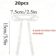20 piezas de lazos decorativos de poliéster con cuerdas para atar, lazos de cinta rústicos para bodas, San Valentín, Día de la Madre, graduación, vacaciones, decoración del hogar, regalos, empaque de dulces y manualidades - Blanco - Ver 6