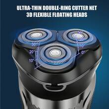 SOLIMPIA IPX7 Waterproof Three-Blade Floating Veneer Net Men's Electric Shaver - Silver - View 6