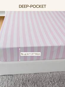 1 pièce Drap-housse 100% coton, rayé lavé, texture naturelle, doux et confortable, s'adapte à un matelas de 30 cm d'épaisseur, linge de lit unisexe pour dortoir, literie scolaire, décoration de dortoir, décoration de chambre minimaliste - Multicolore - Voir 8