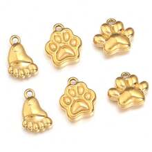 5pcs/Pack Stainless Steel Cat Paw Pendant, Creative Bracelet Necklace Keychain Charm, Cute Fashion Jewelry DIY Accessories - Cat Paw Pendant - View 2