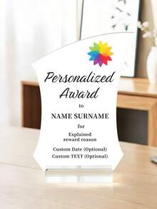 1pc Customized Acrylic Retirement Appreciation Plaque, Can Customize Logo And Text, Suitable As Thank You Gift For Boss, Manager, Teacher, Colleague, Appreciation Trophy - Multicolor - View 9