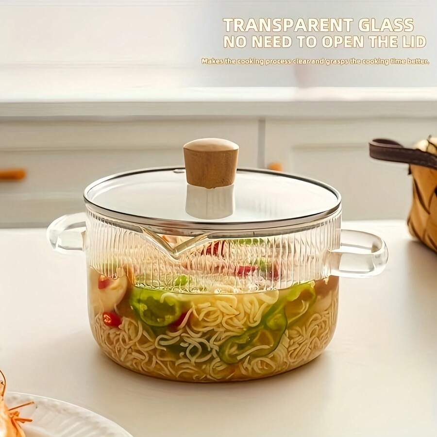 Heat-Resistant Borosilicate Glass Cookware Set (With Lids) - Suitable For Stove, Oven And Ceramic Cooktop, Great For Cooking Soup, Boiling Milk And Rice