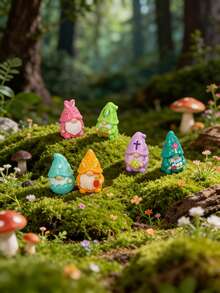 12/24个迷你树脂兔子摆件，迷你复活节兔子装饰品，适用于DIY仙境花园、生日派对礼物、微景观工艺品、玻璃容器、盆栽植物装饰、汽车内饰配件、家居装饰、书架、客厅场景、复活节主题派对、礼品袋填充物 - 彩色 - 查看 5