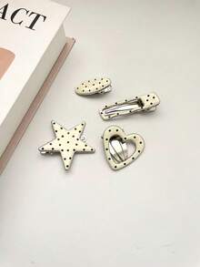 2pcs Cute Polka Dot Glazed Hair Clips, Personalized Minimalist Side Bangs Clips, Sweet & Versatile Barrettes Suitable For Daily Wear - Multicolor - View 1