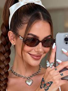 1 Pair Unisex New Oval Small Frame Fashion Glasses, Bohemian Style Bowknot High-End Fashion Eyewear - Leopard Tea - View 1