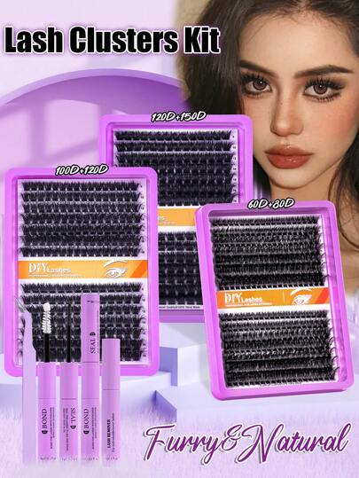 280/210/182 DIY Eyelash Extension Kit - Including False Eyelashes, Glue, Makeup Remover, Tweezers, Suitable For Professionals And Beginners, Convenient For Use At Home. Eyelash Extension Starter Kit: Includes False Eyelashes, Glue, Makeup Remover, And Tools To Easily Create Professional Eyelash Effects At Home.