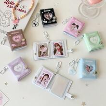 1 Piece Of Leopard Print Series Wings Bow Fish Cake Pattern Girl Heart Cartoon 2-Inch Pendant Small Photo Album, Student Bow Star Chasing ID Photo Card Album Storage Book - Wings Album - View 5