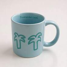 清爽夏日风情蓝色陶瓷马克杯——俏皮的椰树涂鸦设计，内壁印有“夏日清凉”字样，是冰咖啡、冷萃咖啡和海滩主题饮品的理想之选，为您的日常补水增添趣味和活力。 - 彩色 - 查看 13