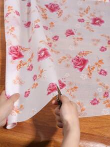 1 rolo de forro antiderrapante para prateleiras, forro impermeável em EVA para armários, forro antiaderente com flores rosa para gavetas, forro fácil de cortar para prateleiras de armários, geladeira, mesa, armário, cozinha, tapetes para prateleiras. (61,5 cm x 137,6 cm) - Flores cor-de-rosa - Ver 8