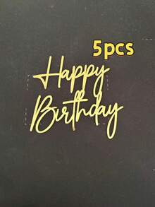 1pc Happy Birthday PMMA Cake Clip, Cake Decor, Baking Decoration, Baking Supplies, Kitchen Accessories - Gold - View 9
