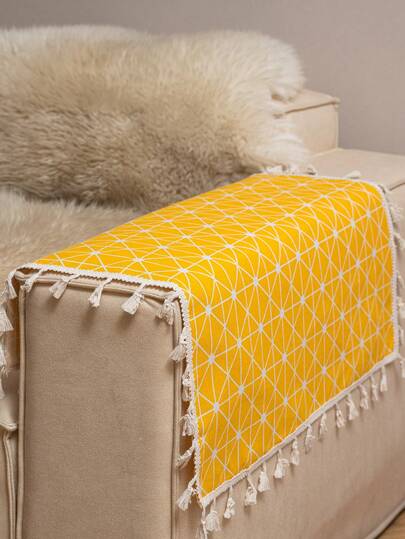 Bubaba 1 pieza Mantel estampado multicolor con flecos, cubierta de polvo de tela de poliéster para muebles, electrodomésticos, comedor, dormitorio, baño, cocina, microondas, lavadora, adecuado para hotel, restaurante, fiesta, todas las estaciones