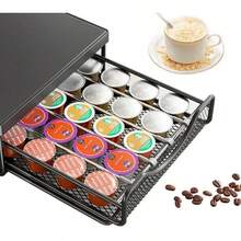 Organizador de cápsulas de café,Cajón para cápsulas de café con espacio ajustable,Organizador de cápsulas, Porta cápsulas, Porta cápsulas de café - Negro - Ver 3