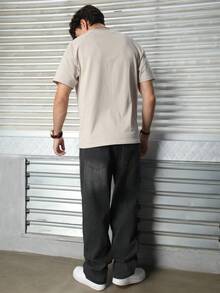 Logeqi® Jeans Vaqueros Baggy de pierna curvada Lavados de Color Negro De Moda Casual Formal Hippie Rockero Para Hombre - Negro - Ver 8