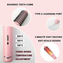 USB充电式加热直发卷发器，32毫米卷发棒，3档温度设置，任何温度下均可轻松卷出不打结的发型 - 彩色 - 查看 2