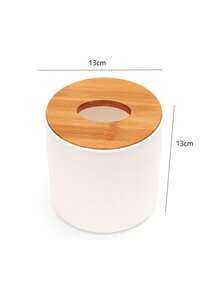 Elegant Bamboo Lid Tissue Box With Plastic Base, Disposable Tissue Dispenser For Home And Office Use - Multicolor - View 12