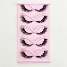 5对猫眼3D水貂毛假睫毛，尾端加长睫毛，柔软自然，可重复使用，打造浓密纤长效果。 - 黑色 - 查看 2