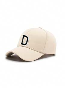 1pc Kids' 26 Letter Baseball Cap, Gold Thread Embroidered Letter Design, Korean Fashion Stylish Hip Hop Hat For Boys & Girls Sun Protection - Beige - View 10