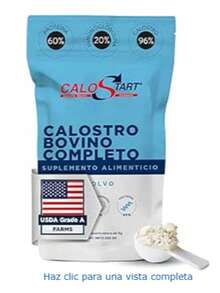 CALOSTART | Calostro Bovino En Polvo 200 g | 20% Inmunoglobulina y 60% Proteína | 100% Natural Sin Gluten Y Sin Azúcar | Suplemento Alimenticio | 40 Días De Rendimiento | Hecho en EEUU - Celeste - Ver 6