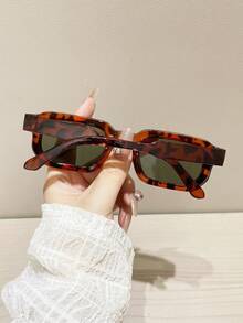 1 Pair Men's Black Square PC Frame Minimalist Glasses Solid Color Casual Versatile Street Style - Leopard - View 3