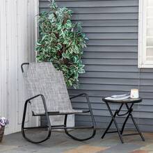 Outdoor Indoor Rocking Chair With Sling Fabric, Grey, For Patio, Balcony, Porch - A - View 1
