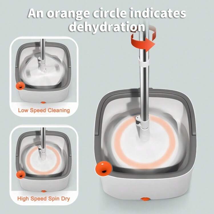 Spin Mop And Bucket Set With Self Separation Dirty And Clean Water System Self Wringing 360° Rotating Clean Mop-Head For Hardwood Tile Marble Floors (Mop Set With 6 Pads)-Grey - Bộ lau nhà màu xám kèm 6 miếng lau. - Xem 2