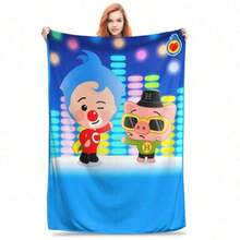 Cute Cartoon P-Plim Flannel Blanket Spring  Soft Durable Throw Blanket For   Bedroom Novelty Bedspread Sofa Bed Cover - 黑色 - 查看 1