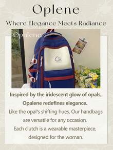 Fashion Color-Blocking Backpack For Women, Casual Large Capacity Knapsack, Fashion Simple College Student School Bag, Casual Daypack, Waterproof Bookbag, Travel Backpack Suitable For Daily, School And Outing Use, Travel Essentials, School Supplies, Travel Accessories - 彩色 - 查看 11