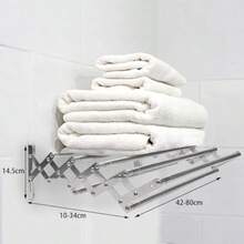 Soporte de acero extensible y retráctil estante de secado montado en la pared plegable para colgar ropa acordeón - plateado - Ver 7