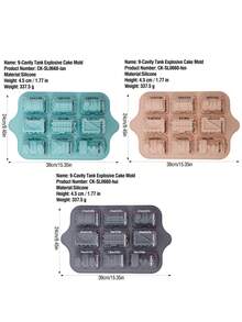 1个创意硅胶蛋糕模具，9孔迷你火车造型硅胶烘焙模具，不粘DIY烘焙工具，蛋糕模具，冰淇淋模具，巧克力模具 - 彩色 - 查看 11