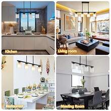 Lámpara Colgante De 4 Luces Lámpara Colgante Industrial Para a De Cocina Moderna Visualización De Vidrio Doble Rústica Casa De Campo Lámpara Colgante Para Bar Cocina Base E26-003 - 4 luces - Ver 5