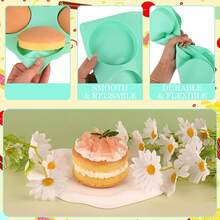 1/3pcs Silicone Pancake Mold, 4-Inch Non-Stick Pancake Mold, 6-Cavity Round Baking Mold, Suitable For Making Mini Cakes, Pancakes, Desserts, Burgers, Sandwiches - Green - View 2
