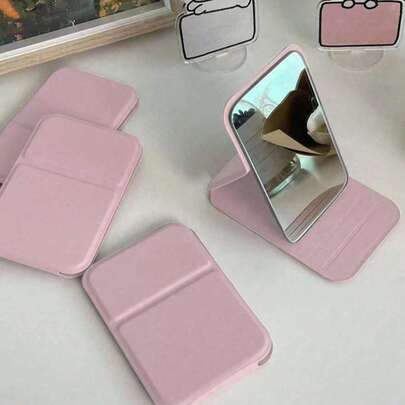 1pc Minimalist Bathroom Makeup Mirror, Portable Vanity Mirror With Desktop Stand, Adjustable Tabletop Mirror, Suitable For Dorm, Home Decor, Bathroom Accessories, Valentine's Day, Back To School