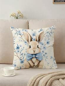 1pc/4pcs Rabbit & Easter Egg Print Pillow Cover, Home Decor Sofa Cushion Cover, Bedroom Headrest Pillow Slip, Car Lumbar Cushion Cover, Room Decor - Multicolor - View 4