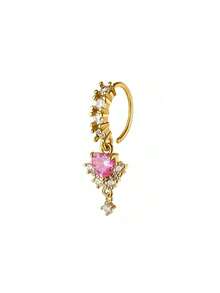 1颗粉色锆石心形鼻钉，时尚鼻饰，适合女性日常佩戴、派对和节日场合。 - 金色 - 查看 6