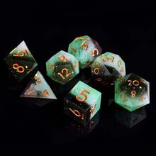 7pcs Polyhedral Resin Sharp-Edged Handmade Dice Set, Suitable For RPG, Pathfinder, MTG Tabletop Games - Multicolor - View 3