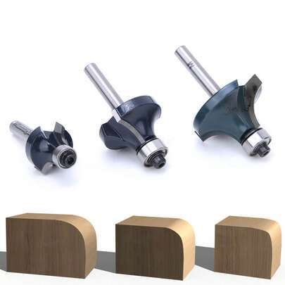 3 brocas para redondear esquinas, vástago de 1/4 de pulgada con rodamiento para fresado de carpintería