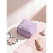 1pc Menstrual Pad Storage Bag, Corduroy Menstrual Pad Storage Bag, Multifunctional Storage Bag, Portable Storage Bag, Makeup Lipstick Bag, Large Capacity Can Accommodate Menstrual Pads, Panty Liners, And Tampons, Study Supplies Storage Bag, Coin Purse, Pencil Case, Girls' Coin Bag, Makeup Storage, Essential For Girls, Good Choice For Going Out Makeup Bag - 1PC-pink - View 7