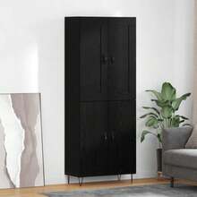 vidaXL Highboard In Schwarzeichen-Optik, 69,5 X 34 X 180 Cm, Holzwerkstoff - Schwarz - Übersicht 1