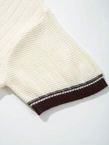 LOOKUN 新款春夏宽松 Polo 领短袖针织衫，藏蓝色，休闲简约纹理日常百搭上衣 - 杏色 - 查看 6